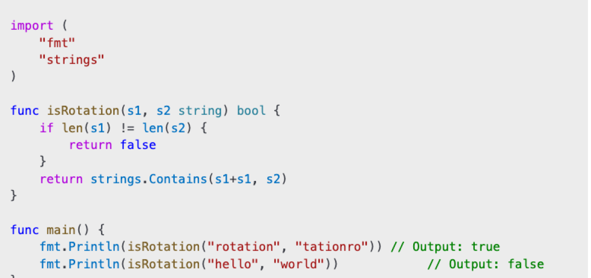 How to Check if a String is a Rotation of Another in Go